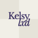 Light beige checkered background with blue text reading "Kelsy lxd"